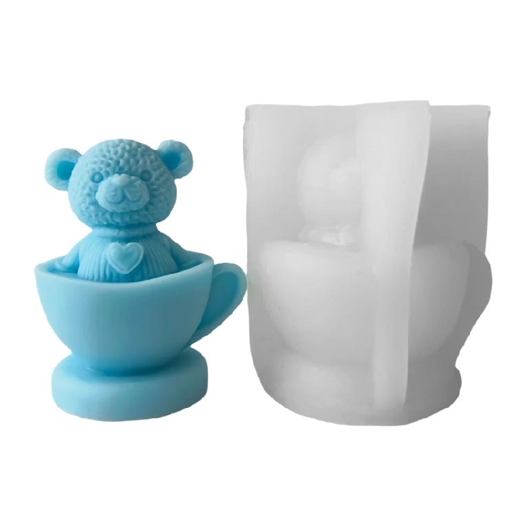 Silicone Cup Bear Shaped Candle Mold Sturdy Silicone Candle Mold Cup Bear Shape Candle Mold for Crafting 1