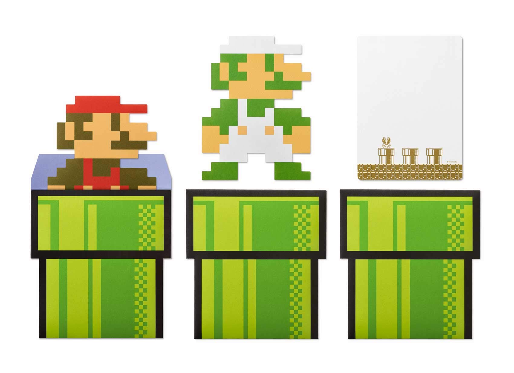 

Nintendo Super Mario Home & Party Message Cards & Envelopes 8-bit Characters NSL-0110 Stationery Set Greeting Cards Party Supplies Retro Game Design зелёный