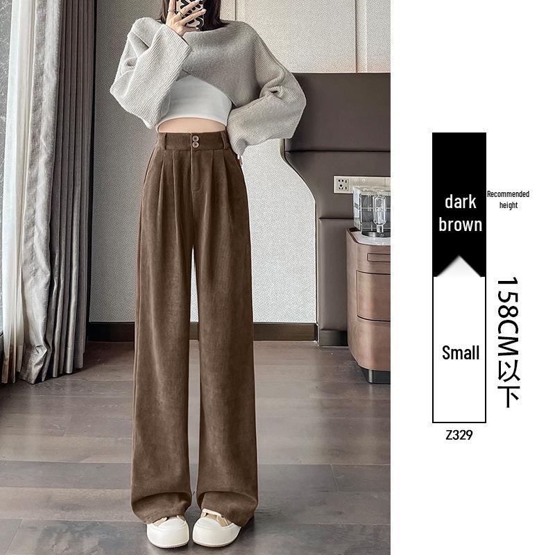 Women's High-End Black Drapey Straight-Leg Wide Suit Pants - Slimming, Casual Fit for Spring/Summer, Ideal for Pear-Shaped Bodies.