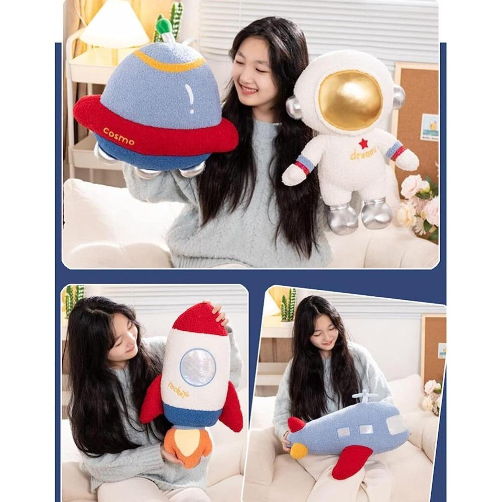 Astronaut Stuffed Plush Toy Squishy Soft Toys Stuffed Plush Rocket Spaceship for Girls Boys Cute Toy Stuffed Pillow for Kids