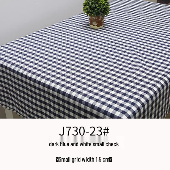 Plaid Cotton Linen Tablecloth and Cushion Fabric Set