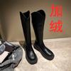 Thick-soled new elastic V-mouth boots women's rear zipper tall knight long boots are available in all sizes