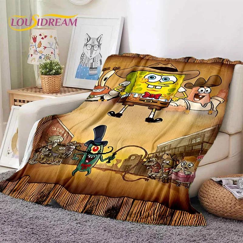 Funny S-SpongeBob Patrick Star Cartoon Soft Flannel Blanket for Beds Bedroom Sofa Picnic,Throw Blanket for Outdoors Leisure Gift