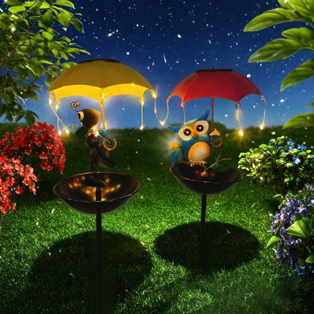 LED Solar Outdoor Lights with Bird Feeder Decoration Atmosphere Light Cute Garden Decorative Stake for Outdoor Villa Yard Decor