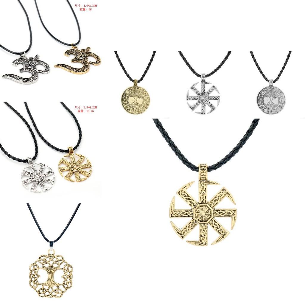 Viking Inspired Pendant Necklace With Electroplated Finish And Leather Cord For Men Women