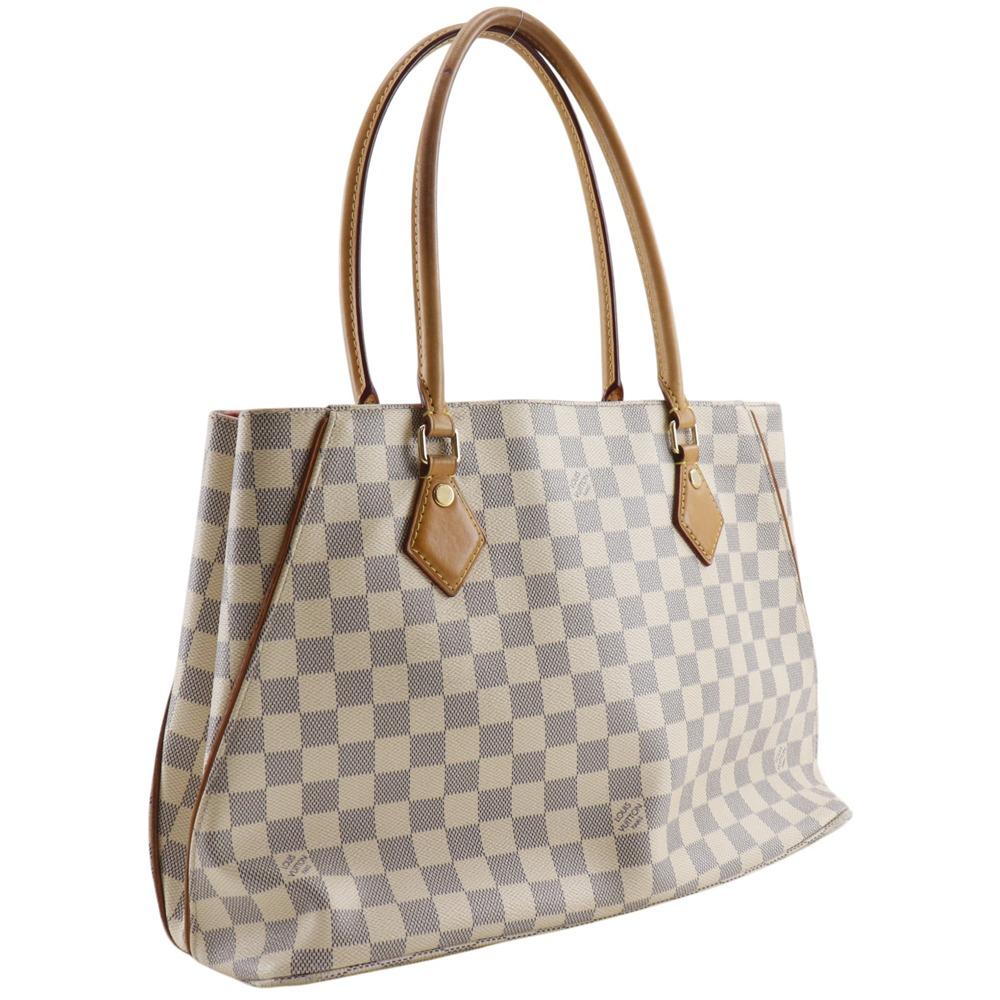 LOUIS VUITTON Calvi Tote Bag N41449 White Damier Azur Canvas Women Used