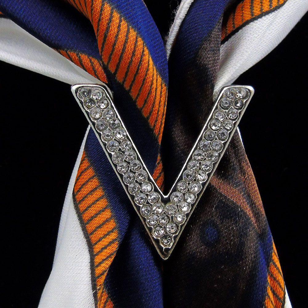 Eleganter eingelegter Strass-Schal-Clip in V-Form, romantischer Schal-Ring, Schmuck, Brosche, Schal-Schnalle
