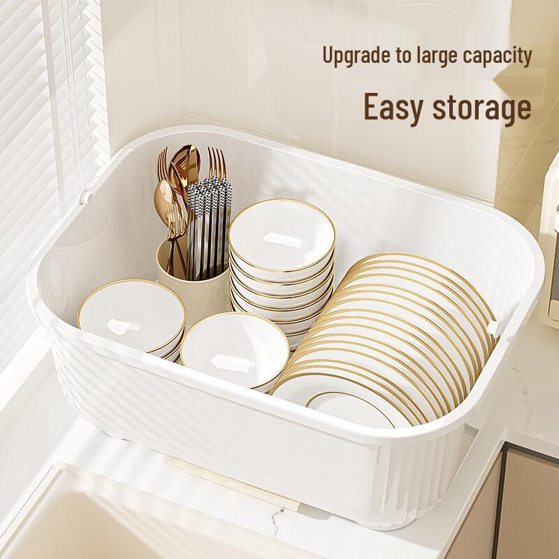 Renzhida Kitchen Dish Drying Organizer with Dust-Proof Lid