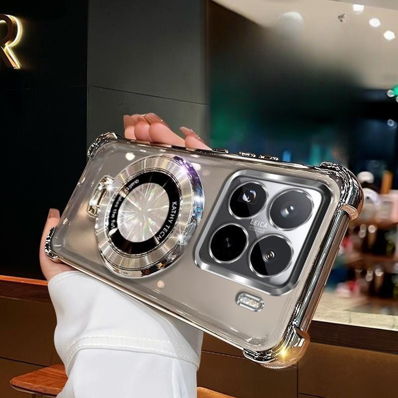 

Противоударный чехол для Xiaomi 15T 14T 13T Pro Чехол с магнитной подставкой-держателем для Xiaomi 15T Подставка Прозрачная мягкая силиконовая задняя крышка For Xiaomi 15T