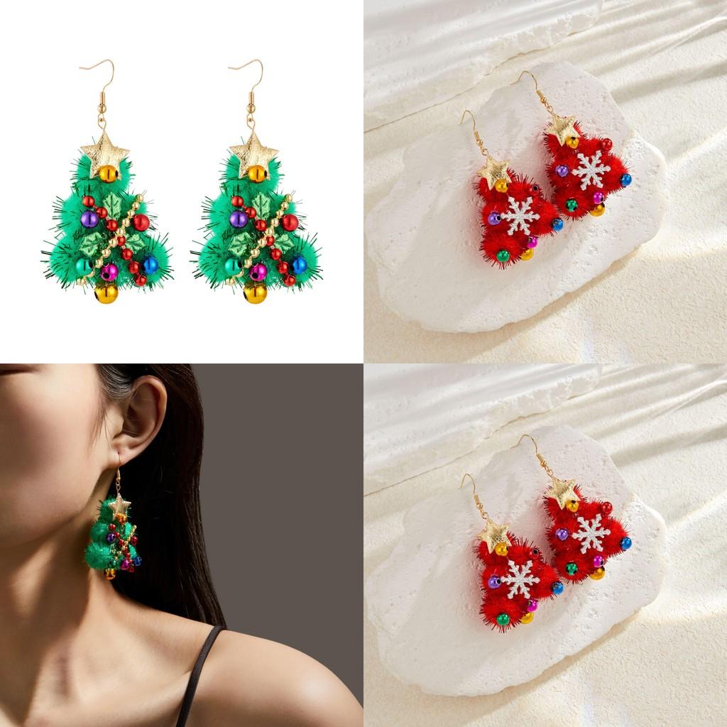 Charming Christmas Tree Earrings Vibrant Handmade Design Ideal For Holiday Gatherings