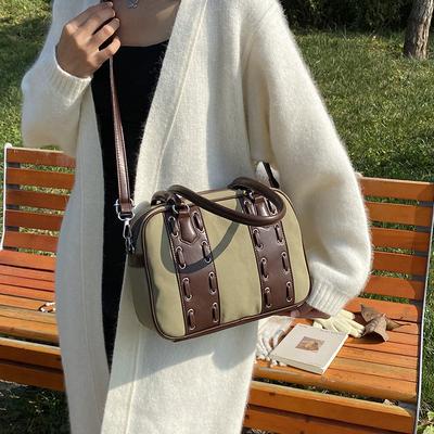 High Sense European and American Style Portable Messenger Bag Women's 2025 New Fashion Niche Design Boston Shoulder Bag