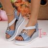 Women's New Fashion Round Toe Peep Toe Solid One-Piece Slip-On Women's Plus Size Wedge Sandals