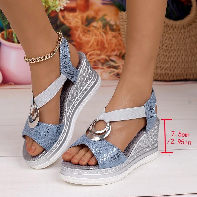 Women's New Fashion Round Toe Peep Toe Solid One-Piece Slip-On Women's Plus Size Wedge Sandals