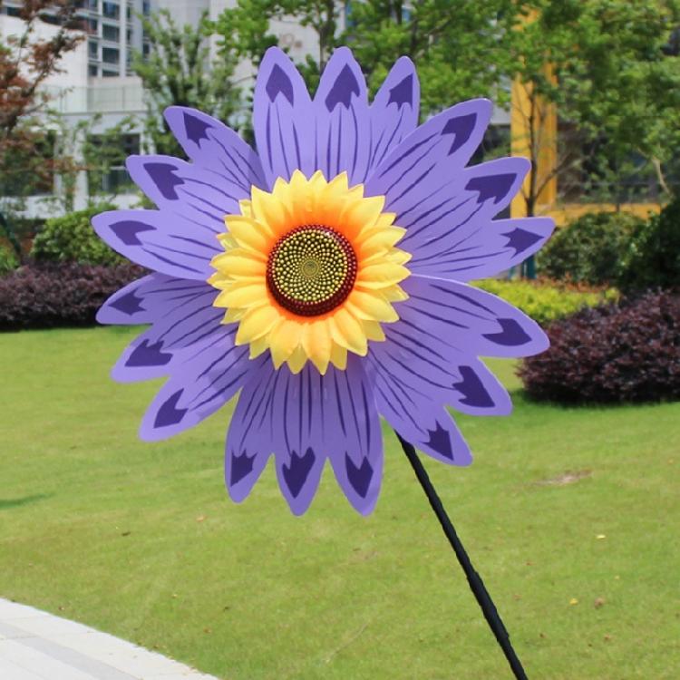 Outdoor Wind Spinner Plastic Sunflower Wind Spinner with Stake 360 Degree Rotating Windmill Yard Wind Sculpture for Home