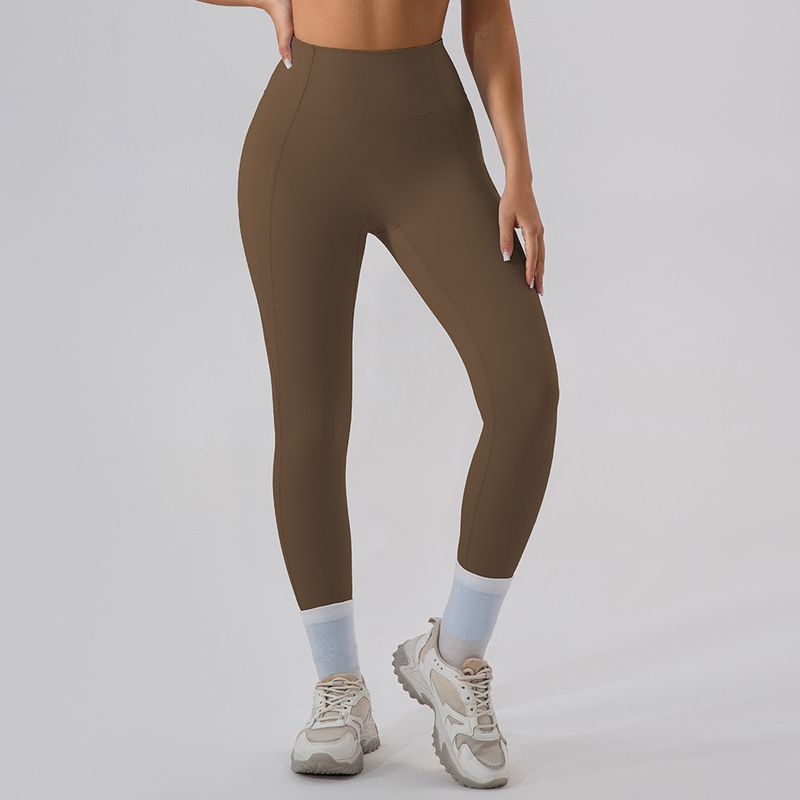 

Export High Waist Tight Hip Raise Yoga Pants Nude Feel Sports Pants Pilates Running Quick-Drying Outwear Fitness Long Pants Brown Coke tea L/8