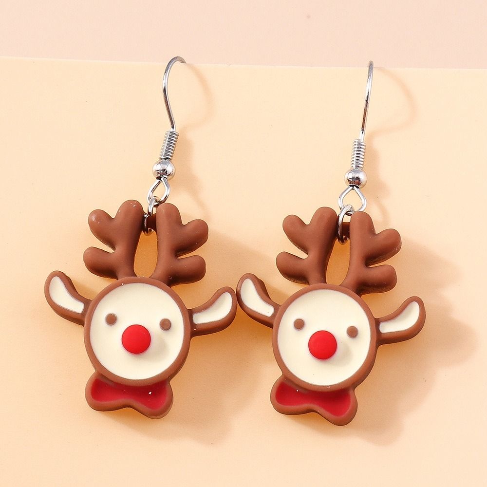 Snowman Ear Stud Christmas Tree Earring Resin Christmas Tree Necklace  Woman Girls