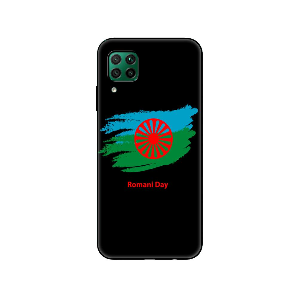 Černé tpu pouzdro pro Huawei P30 Lite P30 Pro P40 pouzdro pro Huawei P40 LITE EP Smart 2020 Pouzdro Kryt Gypsy Romani Roma Flag
