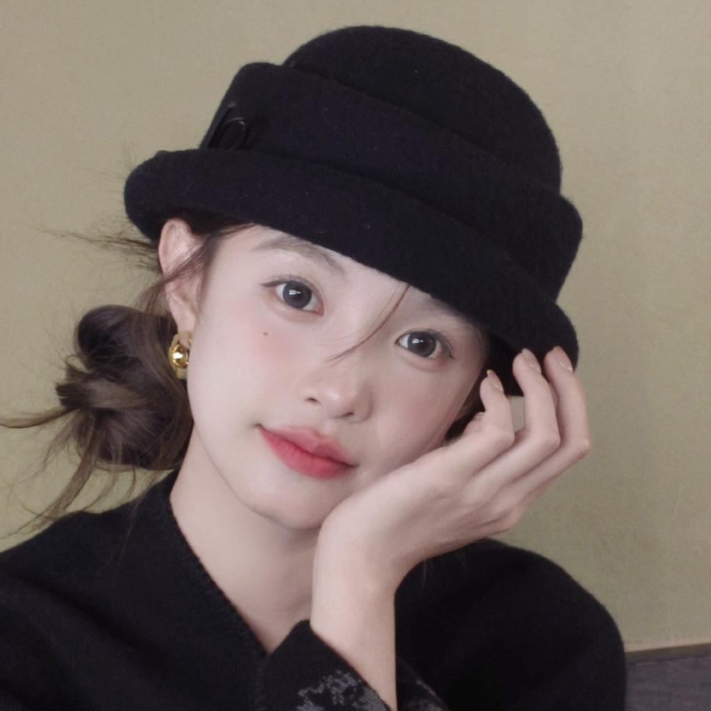 Hat Women's New Style Foreign Style Top Hat Hepburn Style Beret Black Fisherman Hat