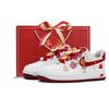 Air Force 1 Low Top Skateboard Shoes Women's White Red FQ7626-100(Team-S-BOX)