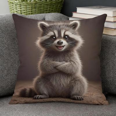 Federa Cuscino Cuore Raccoon Double Face Decorazione Festa Tema Animali Carini per Riunioni Accoglienti ed Eventi
