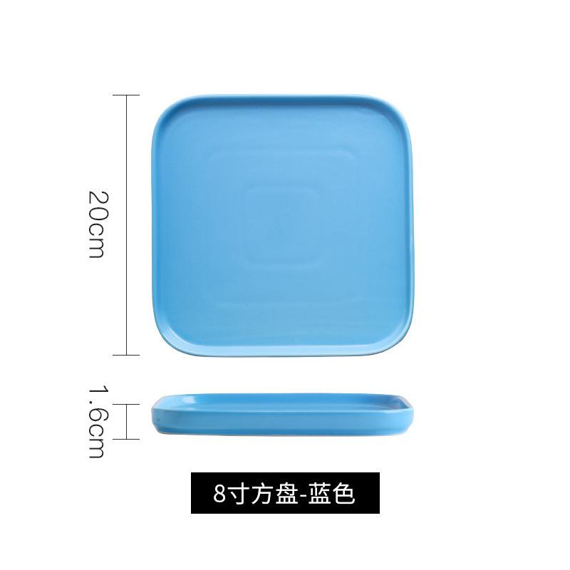 Nordic Style Ceramic Western Plate Square Steak Plate Household Square Plate Western Tableware Vegetable Plate Breakfast Plate