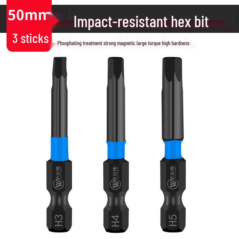 Extended S2 Air Pneumatic Screwdriver Hex Bit Set - Strong Magnetic, Super Hard, Non-slip
