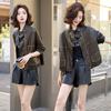 Women's Petite Haining Leather Jacket – Elegant Sheepskin Outerwear for Autumn/Winter 2025, Short and Loose Fit.