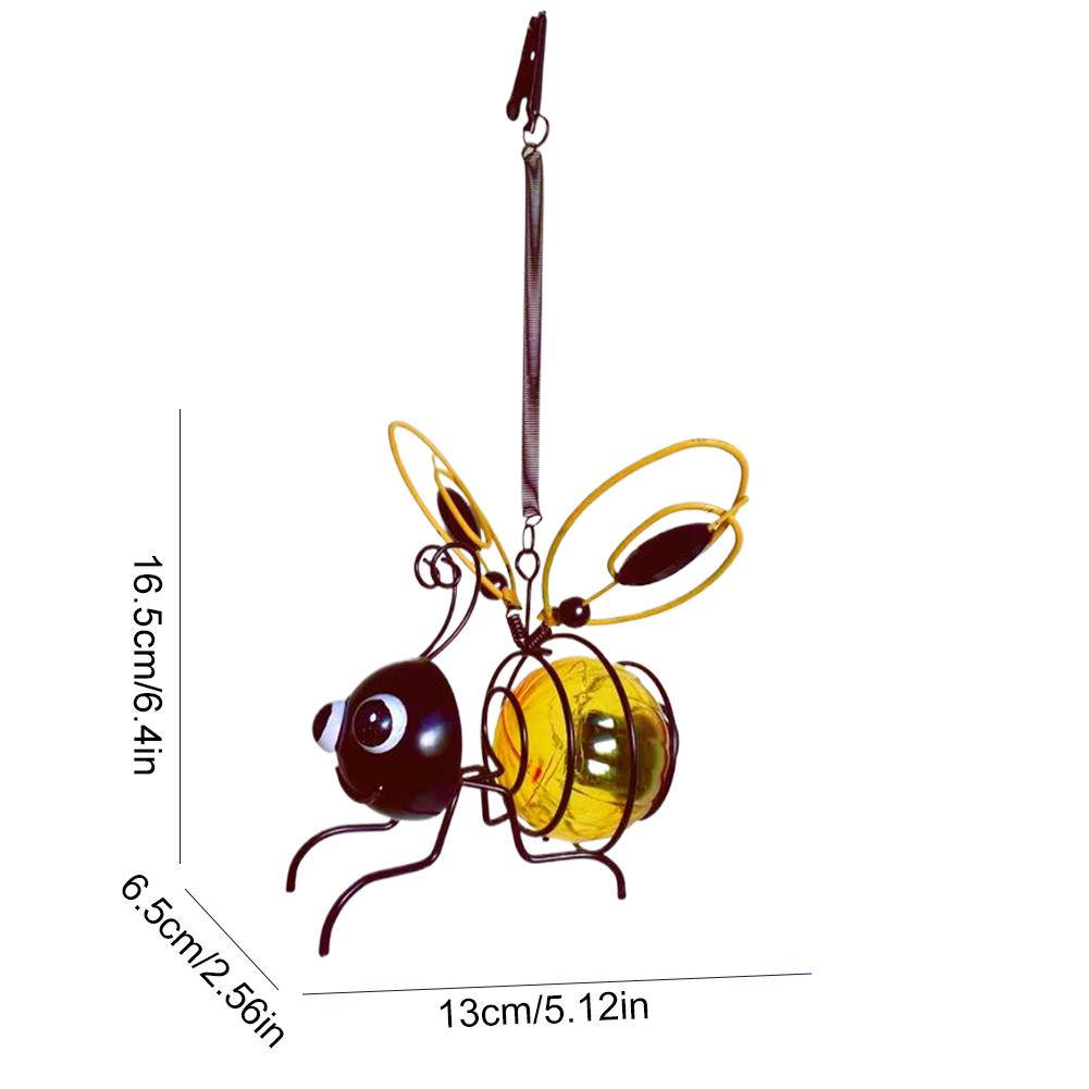 Solar Iron Insect Statue With LED Fairy Light Outdoor Waterproof Hanging Tree Ornament For Fence Yard Courtyard Garden Art Decor