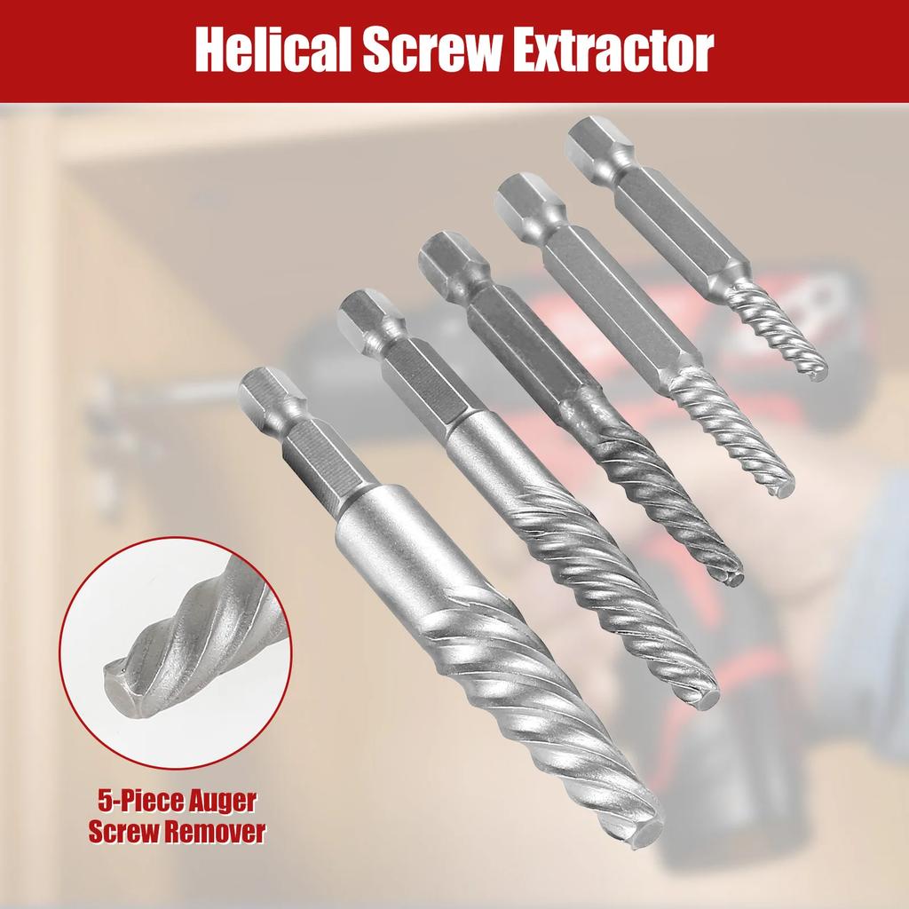11Pcs Screw Extractor Kit Carbon Steel Hex Bolt Extractor Tool Center Drill Bits Guide Set Damaged Screws Remover Tools Easy Out