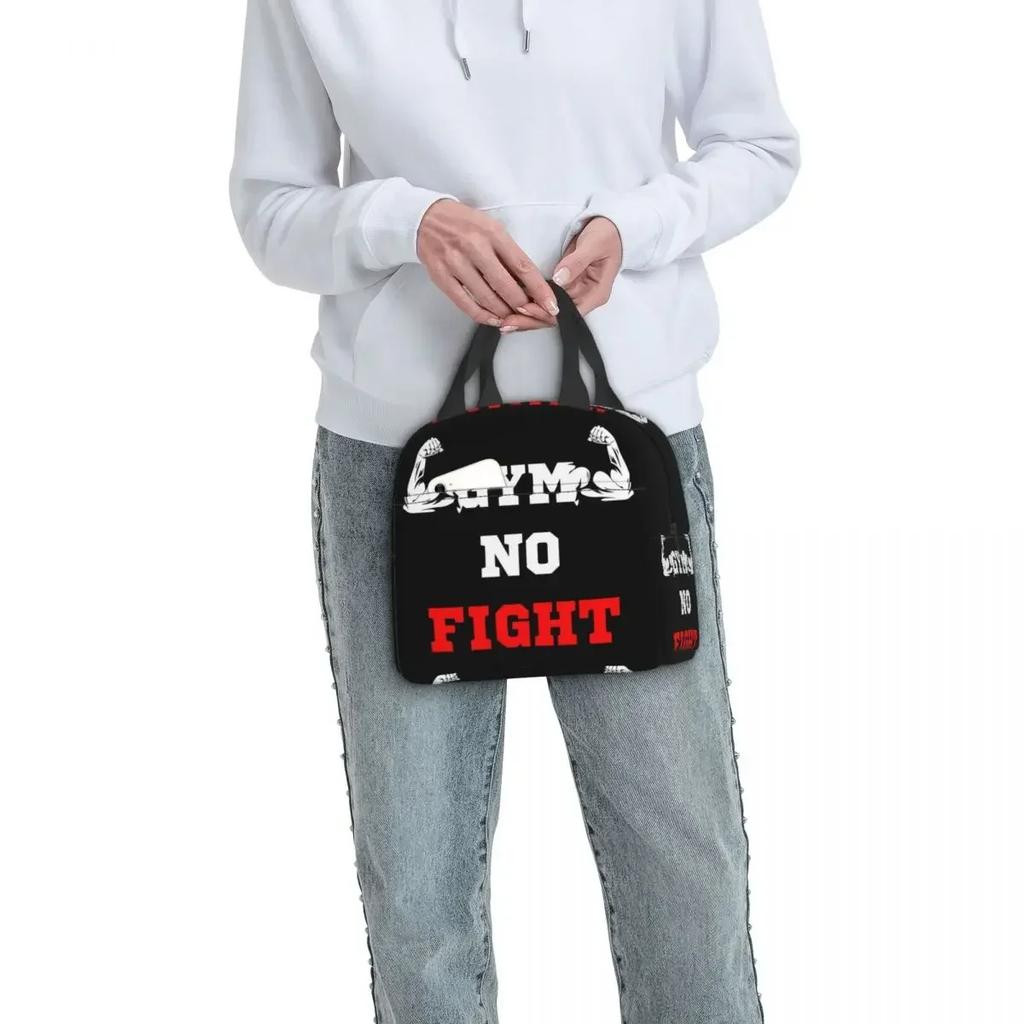 Powerhouse Gym No Fight Fitness Quotes Insulated Lunch Bag for Kids School Cooler Thermal Food Box Tote Lunch Boxes Container