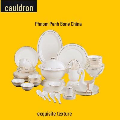 Fu'ou Jingdezhen Handbemaltes Knochenporzellan-Geschirr mit Goldrand