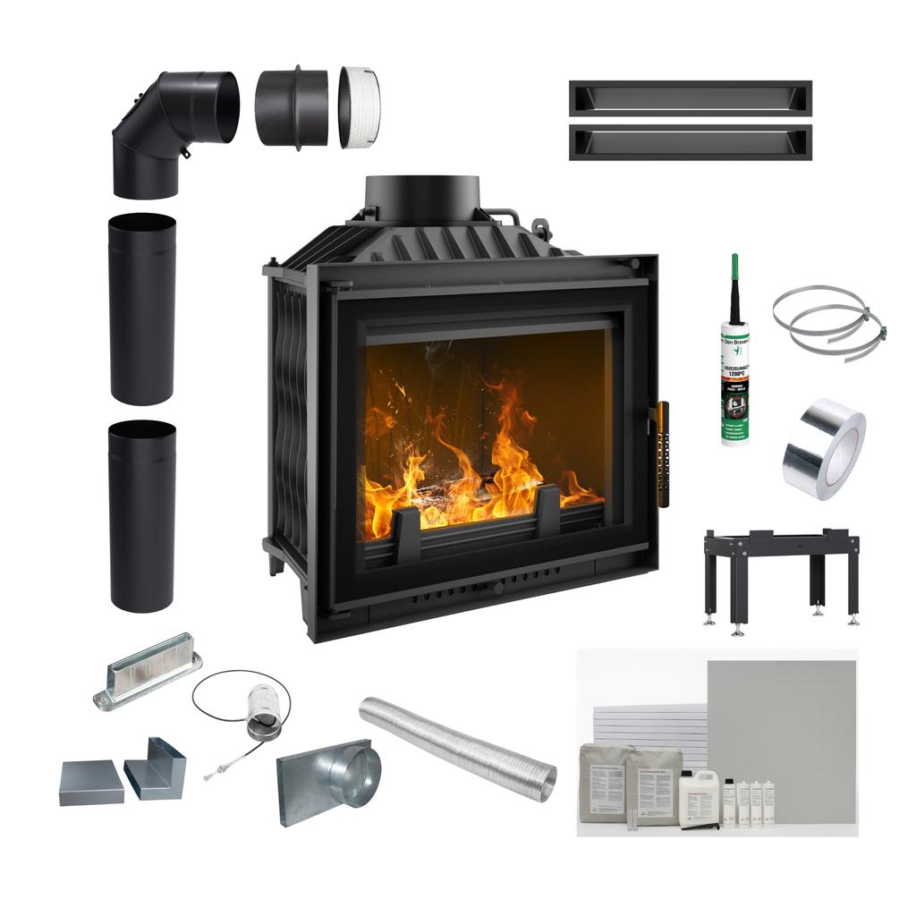 Cast Iron Fireplace KRATKI ANTEK DECO Ø180 10kW Wood ECO Mounting Set