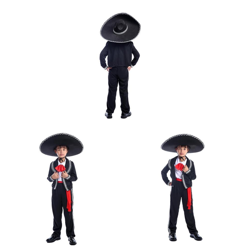 Ethnic Mexican Childrens Dance Attire With Printed Design And Long Sleeve For Stage Use