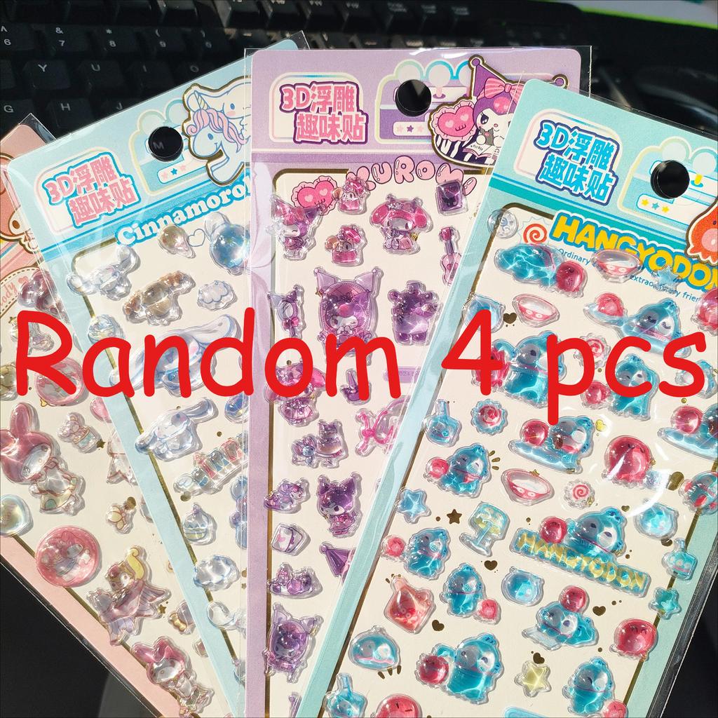 3D Embossed Cute Sanrio Stickers Waterproof Cartoon Decals for Journaling Phone Case DIY Student Stationery Decorative Stickers