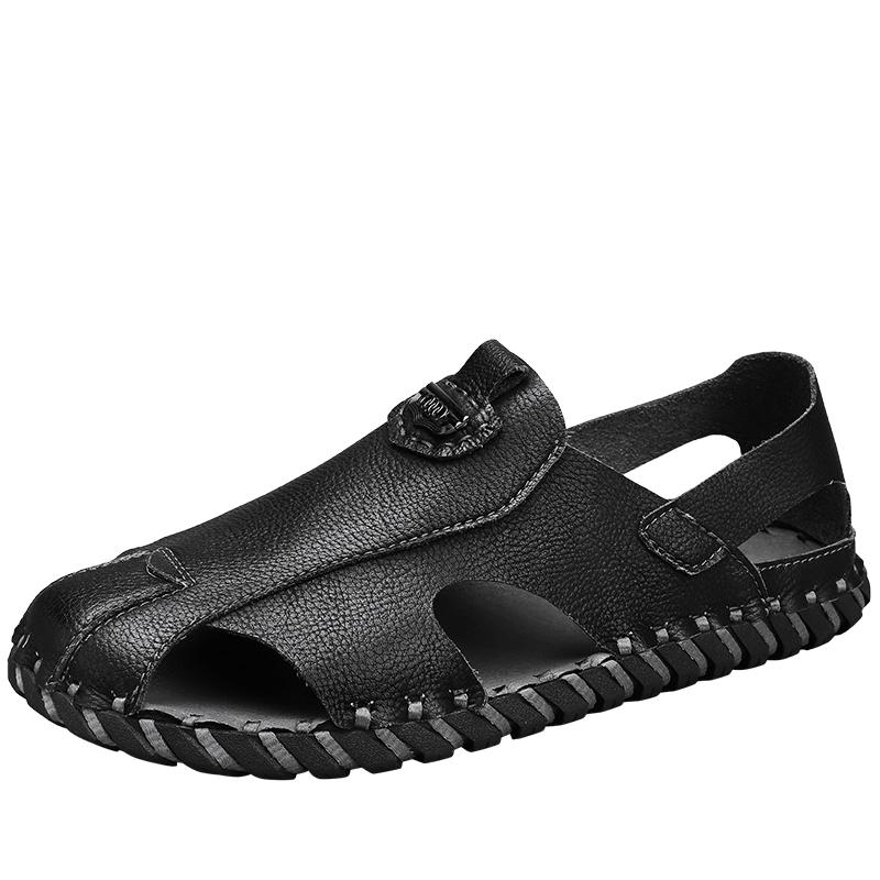 

2024Новые мужские сандалии ручной работы черного/бежевого цвета, высококачественные нескользящие сандалии для отдыха на открытом воздухе, классические летние туфли без застежек для мужчин, повседневная обувь 45 чёрный