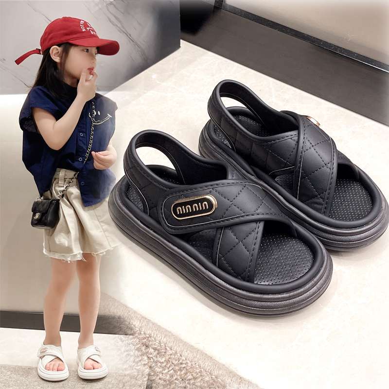 

Girls sandals medium and older children 2025 popular summer fashion small fragrant style girls soft sole children s casual princess shoes foot length plus 0.5-0 choose the inner length