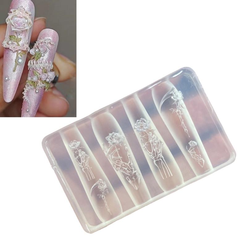 Flexible Silicone Nail Art Mold Creative Charm Design Reusable Manicure Accessories Easy Clean Home Salon Use
