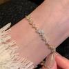 Exquisite Shining Micro-inlaid Zircon Flower Pull-Out Bracelet for Women Cherry Blossoms Snake Chain Bracelet Daily Jewelry