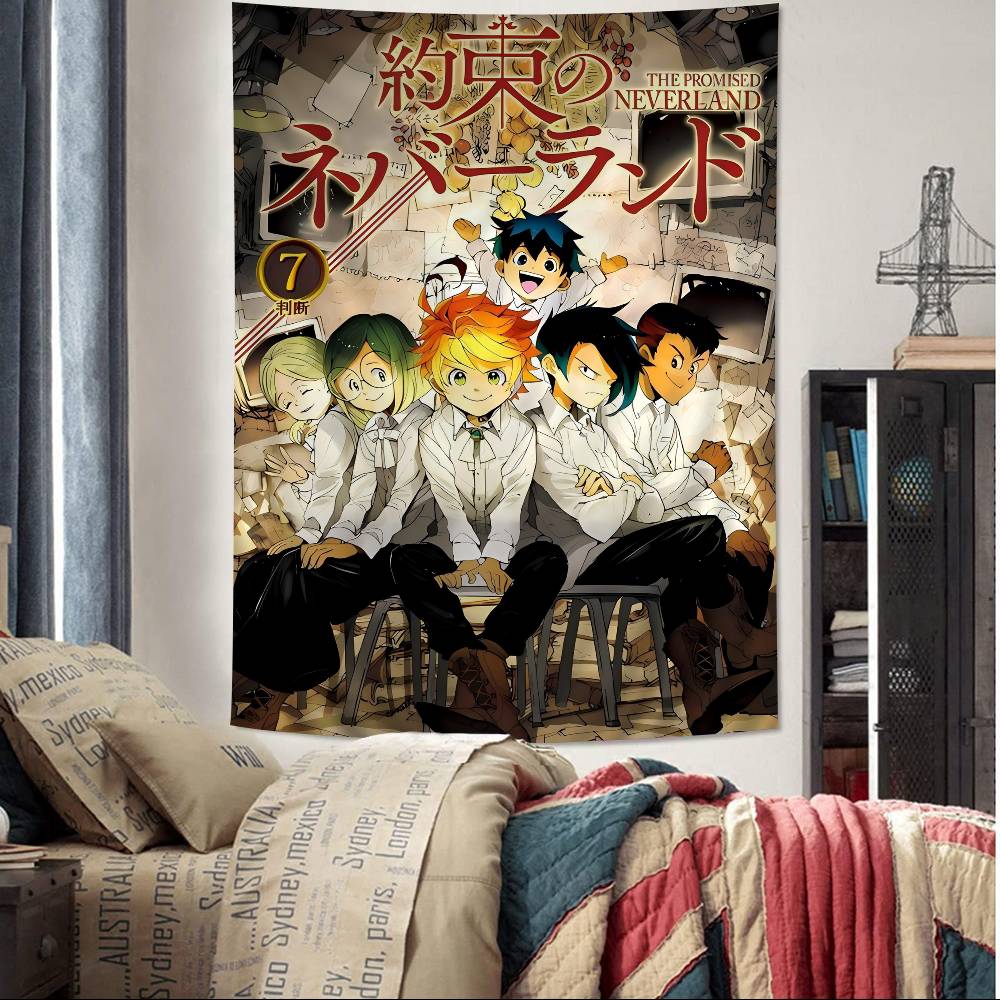 Japanese Anime Cartoon The Promised Neverland Wall Tapestry Bohemian Wall Tapestries Mandala Wall Hanging Home Decor
