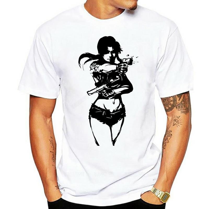 

Black Lagoon Anime Revy Minimalistic Art men woman available grey t shirt Cartoon t shirt men Unisex New Fashion tshirt S