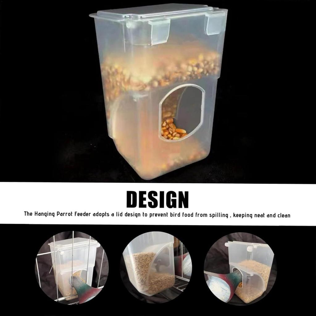 Automatic Bird Feeder Weatherproof Anti-Splash Food Dispenser Pet Bird Cage Feeder For Parakeet Cockatiel Canary Conure Cockatoo