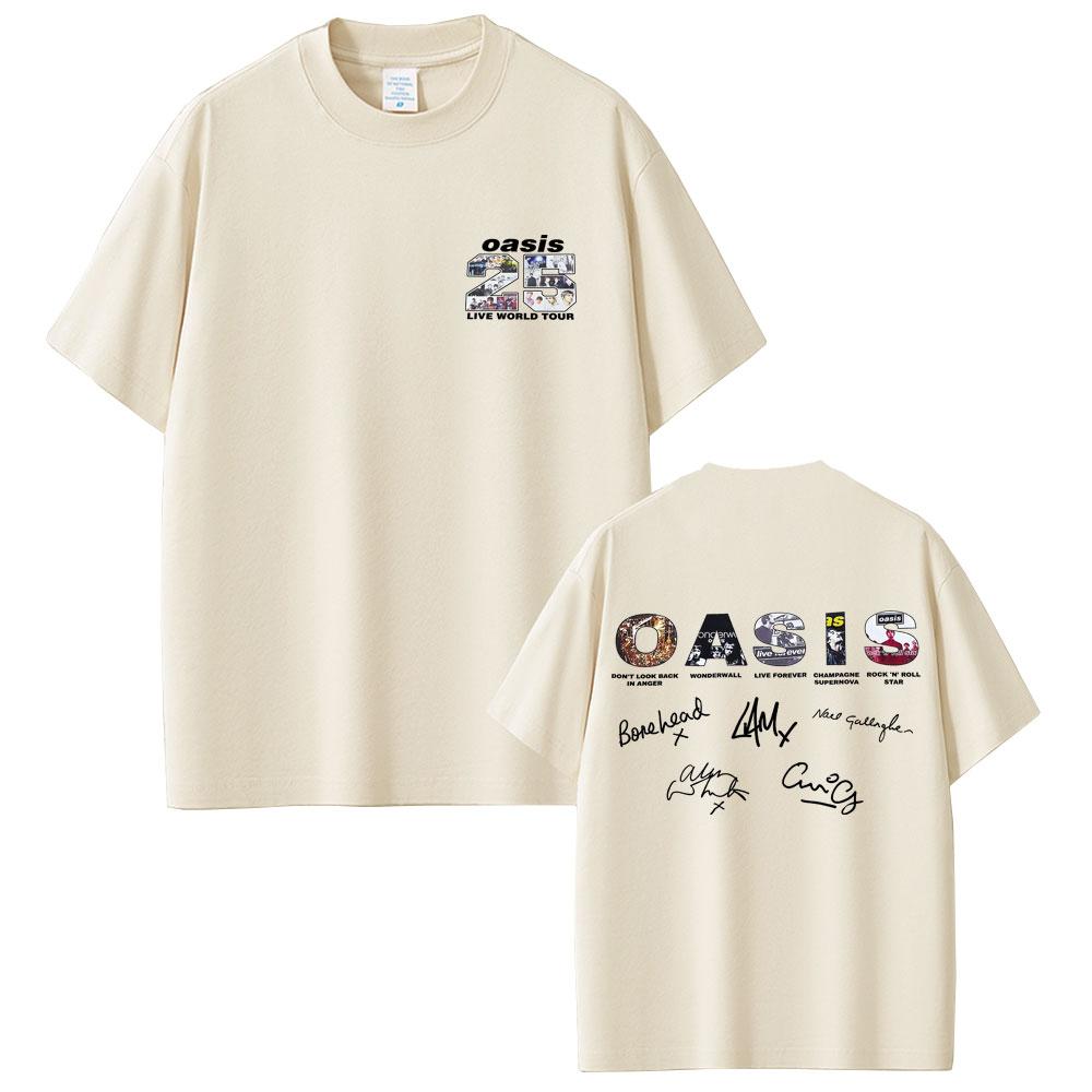 

Футболка Rock Band O-Oasis Live 25 World Tour Мужская Женская Хип-Хоп Готика Оверсайз Футболки Мужские Повседневные Хлопковые Винтажные Футболки 4XL