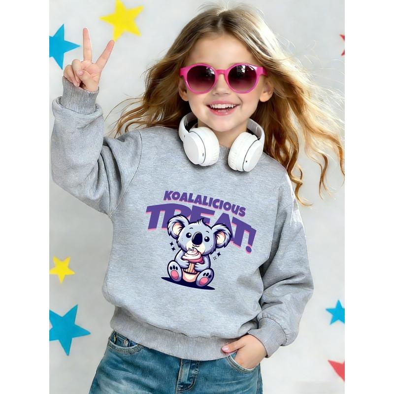 European sizes Cute Printed Pattern 0-3 Years Girls' Comfortable Lightweight Crew Neck Sweatshirt, Adorable Design Suitable for Outdoor Wear