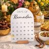 Acrylic Ramadan Advent Calendar White Mirror Wooden Base Ramadan Table Ornament DIY Crafts 30 Days Eid Mubarak Decor