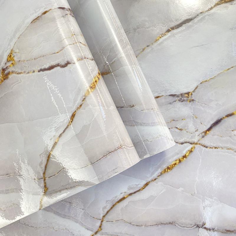 Marble Self-adhesive Waterproof and Anti Fouling Wallpaper for Bathroom Kitchen Living Room Background Wall Decoration Stickers