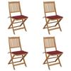 VidaXL Set of 4 Folding Garden Chairs with Cushions, Patio Seats, Dining Chairs, Patio Furniture 3064680