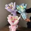 Pink Crochet Flower Bouquet Handmade Knitted Flowers Crochet Lily Roses Sunflowers Bouquet Birthday Graduation Mother's Day Gift