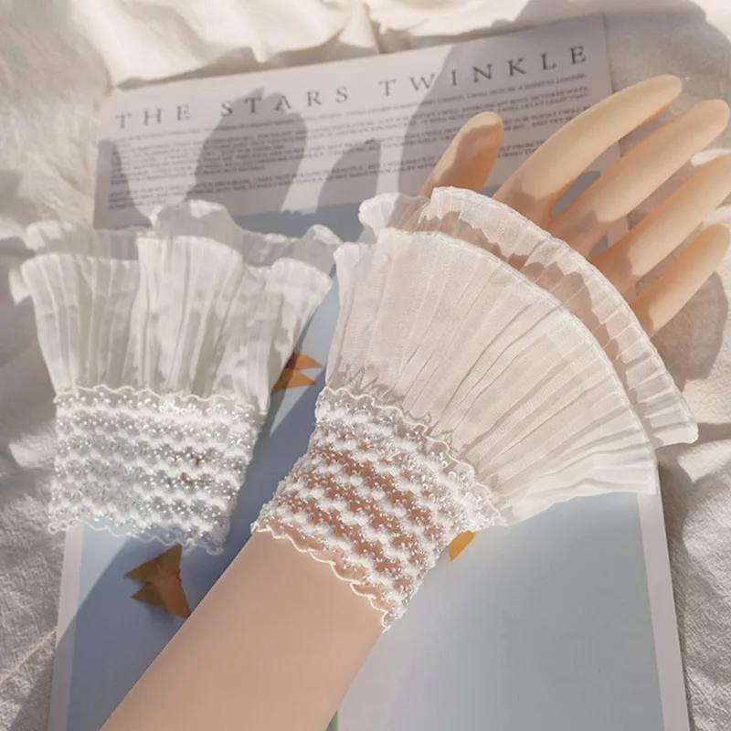 

Весенние съемные накладные рукава для свитера, декоративные рукава, кружевные двойные оборки, манжеты, осенние универсальные накладные манжеты, 1 пара One Size