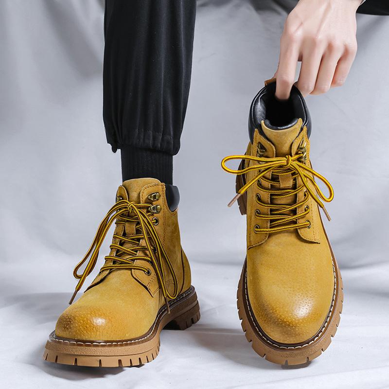 Martin Stiefel Herren Winter Samt Mittelhoch Rhabarberstiefel Vielseitig Lässig Mittelhoch Werkzeug Kurze Stiefel 6000-R