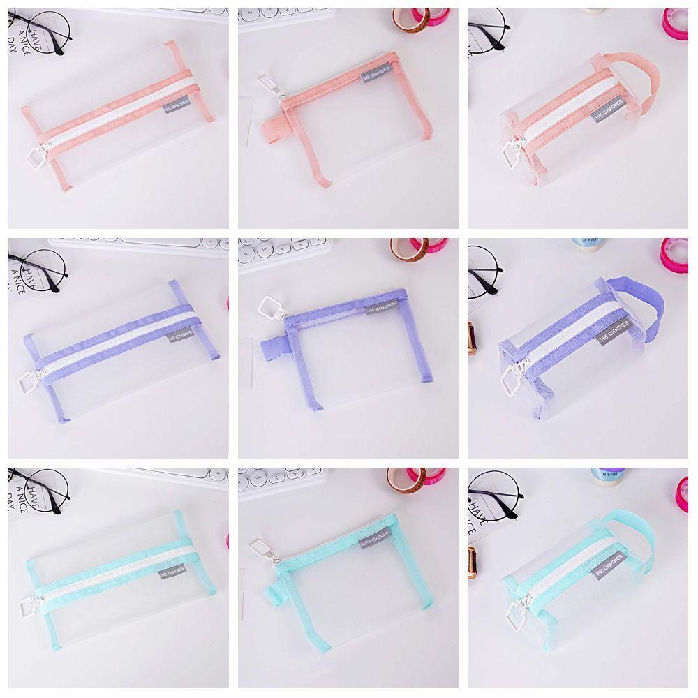 Lipstick Cosmetic Bag Clear Mesh Bag Change Storage Bag Fresh Color Card Bag Mini Coin Purse  Girl